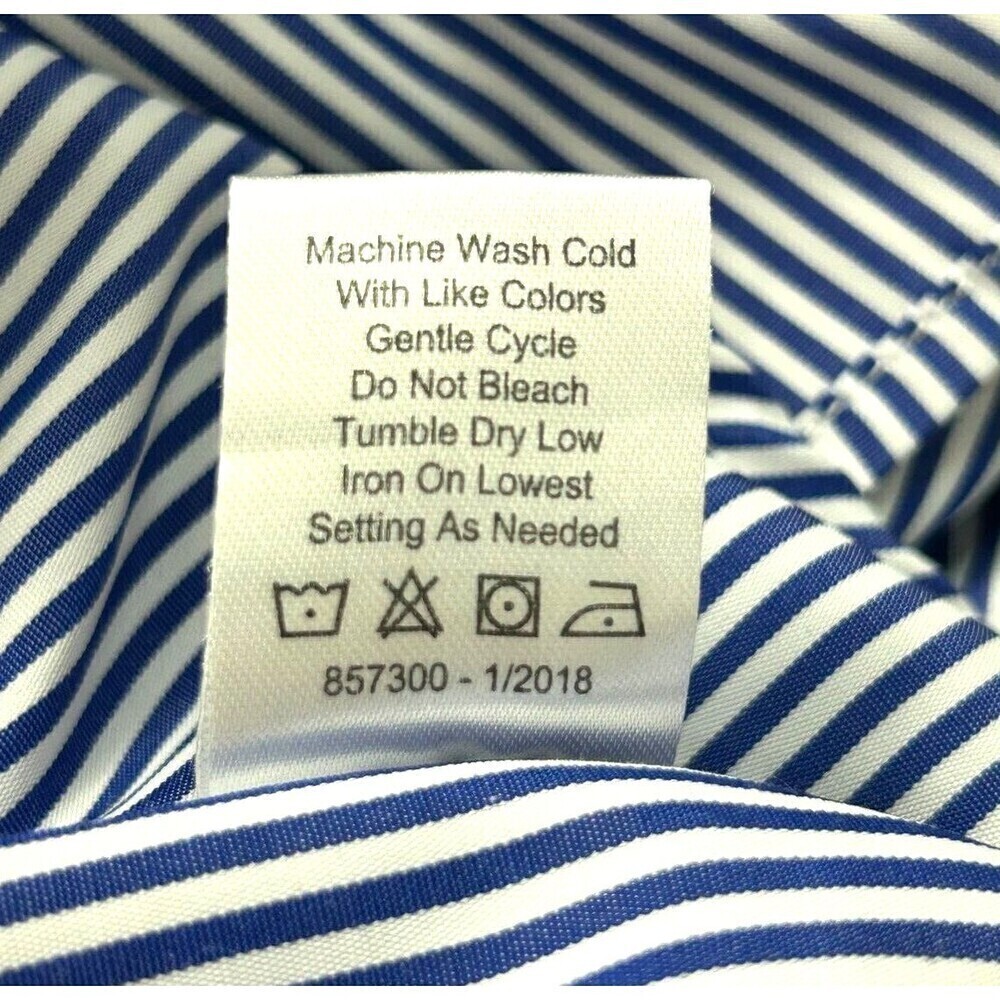 Janet Chung Womens Size L Blouse Blue White Striped Off Shoulder Ruffle Top H2 - Picture 12 of 12